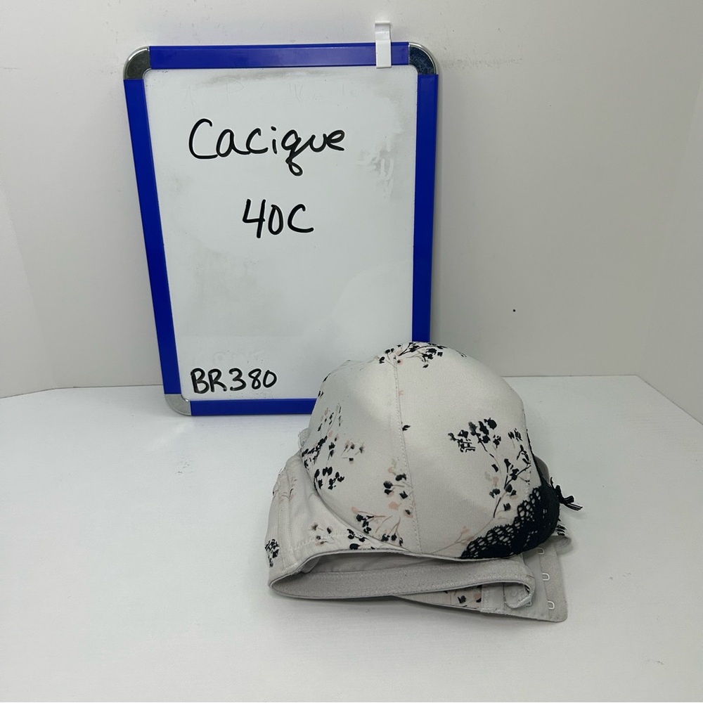 Cacique Lane Bryant Lightly Lined Full Coverage Gray & Black Floral Bra 40C - Picture 15 of 15